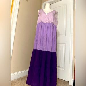 Eloquii Elements  Colorblock Maxi Dress in Purple Shades